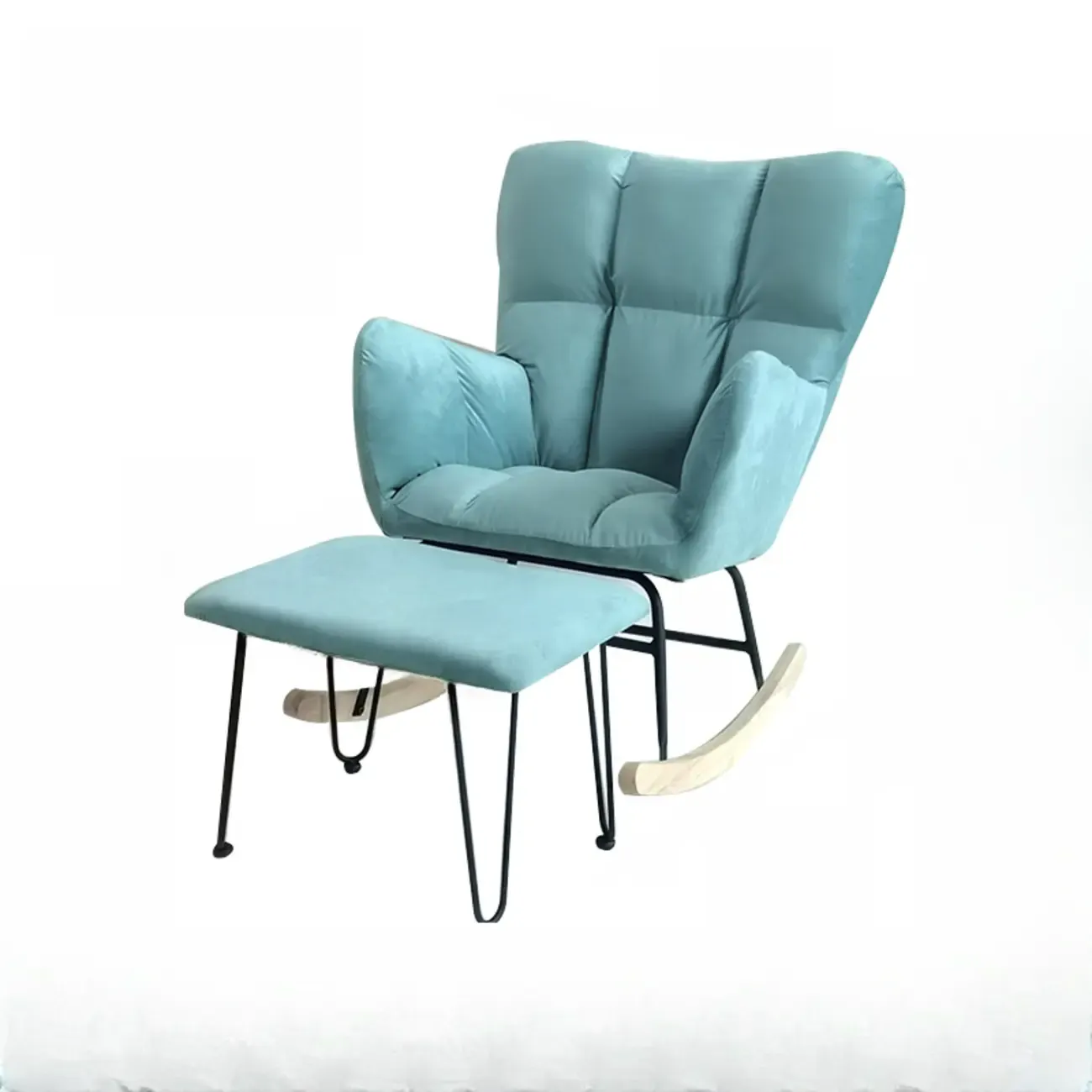 Tech Cloth Upholstered Wood Rocking Chair with Recessed Arm Image - 25