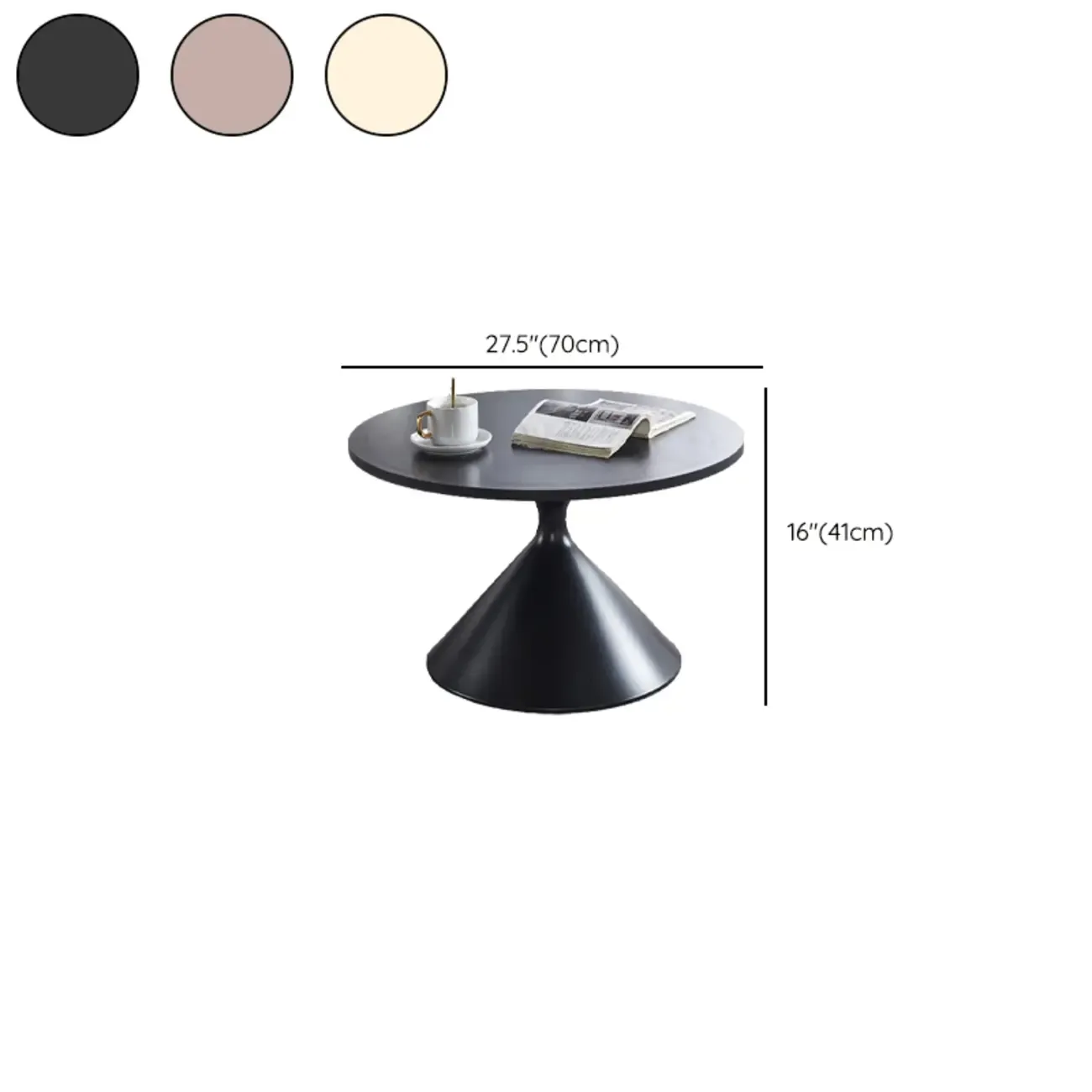 Modern Minimalist Round Coffee Table Set with Wooden Top Image - 27