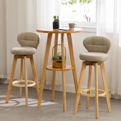 Modern Brown Round Wooden Espresso Bar Table for Dining Image - 5