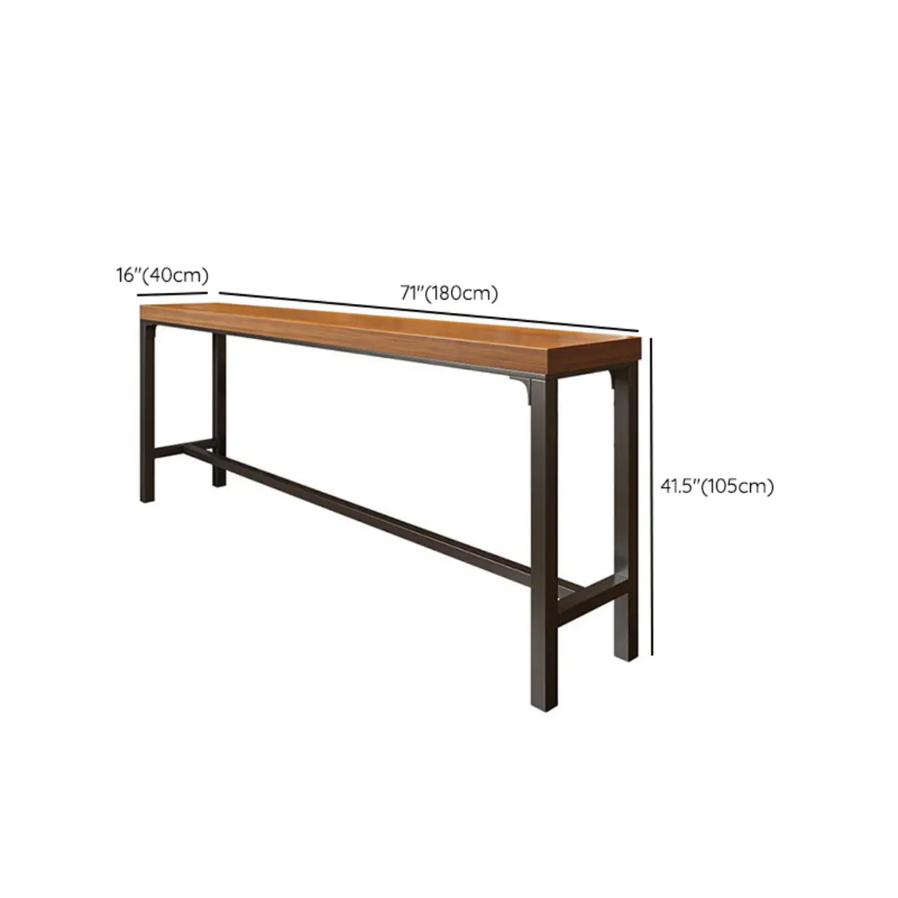 Contemporary Wooden Long Bar Table with Metal Footrest for 8 People Image - 9 | homeyfad