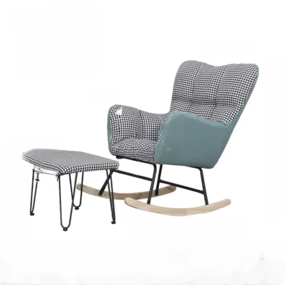 Tech Cloth Upholstered Wood Rocking Chair with Recessed Arm Image - 26