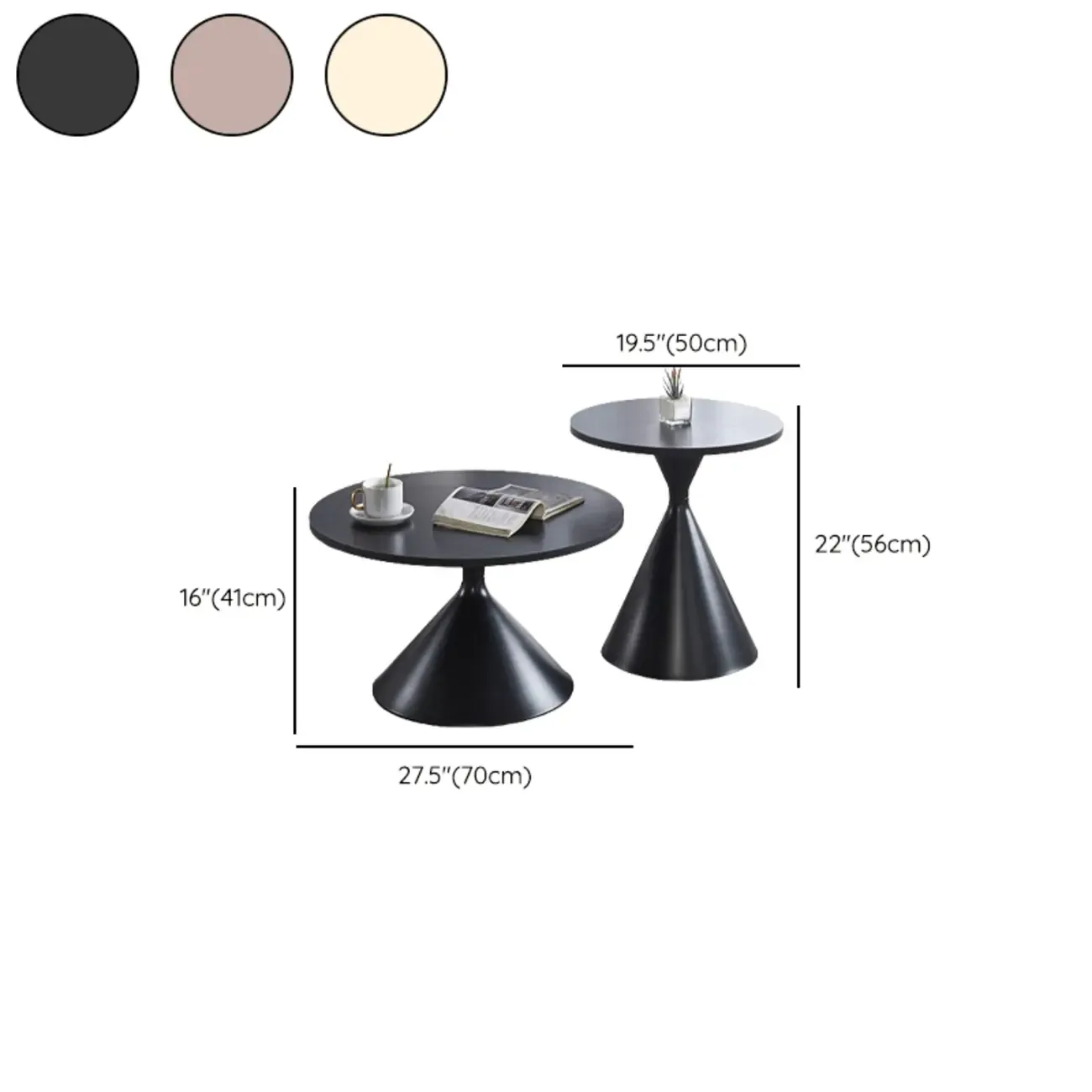Modern Minimalist Round Coffee Table Set with Wooden Top Image - 28