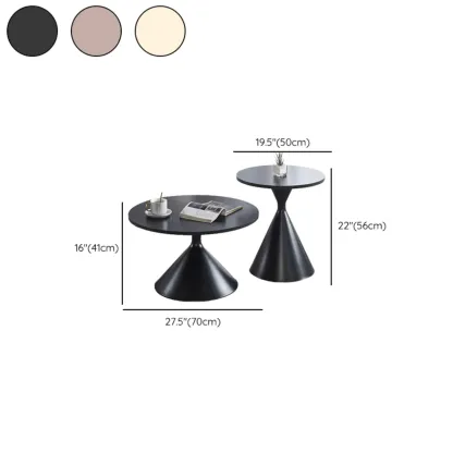 Modern Minimalist  Round Coffee Table Set with Wooden Top  Image - 28