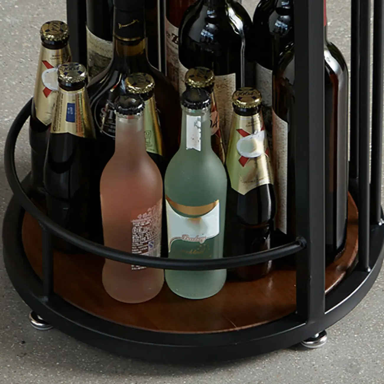 Wooden Narrow Bar Table with Double Storage Shelves Image - 10 | homeyfad