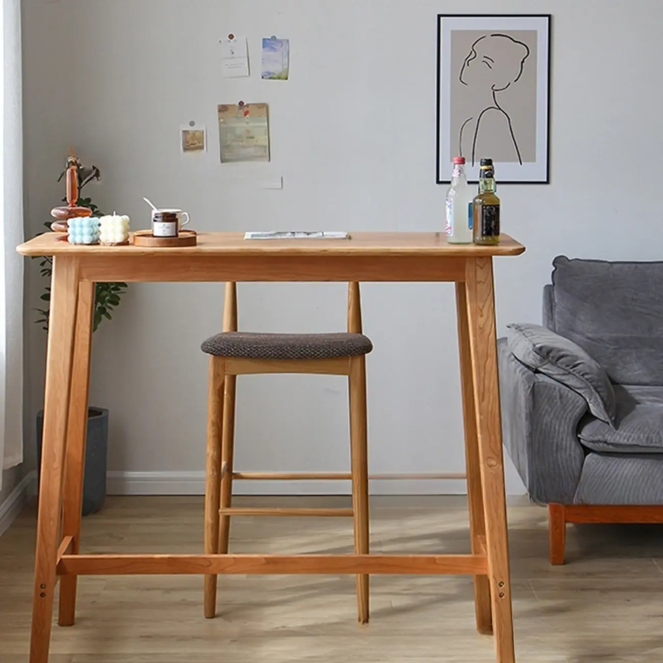 Rustic Soild Wood Dining Bar Table with Trestle Legs for Modern Home Image - 1 | homeyfad