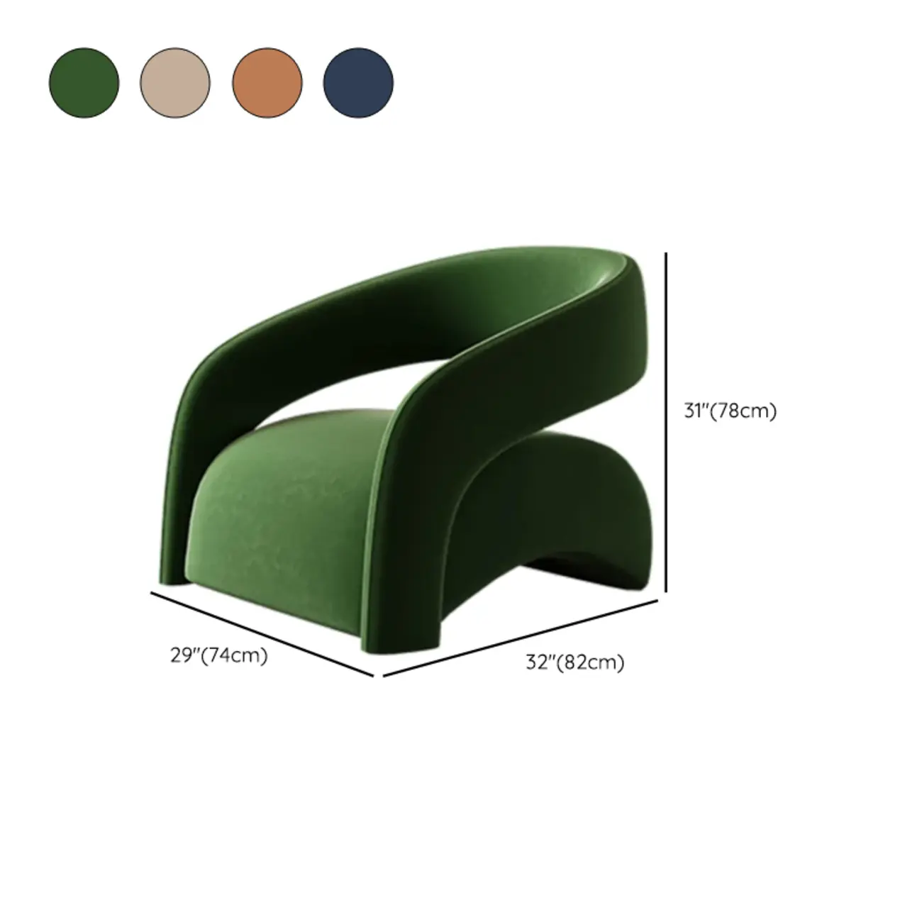 Modern Velvet/Sherpa Barrel Chair for Living Room #size