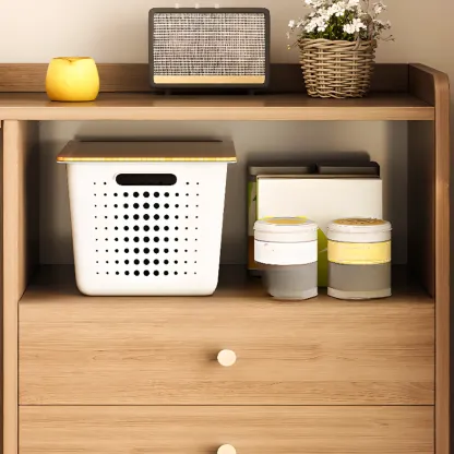 Modern Wooden Rectangle Accent Cabinet with Sliding Doors Image - 7