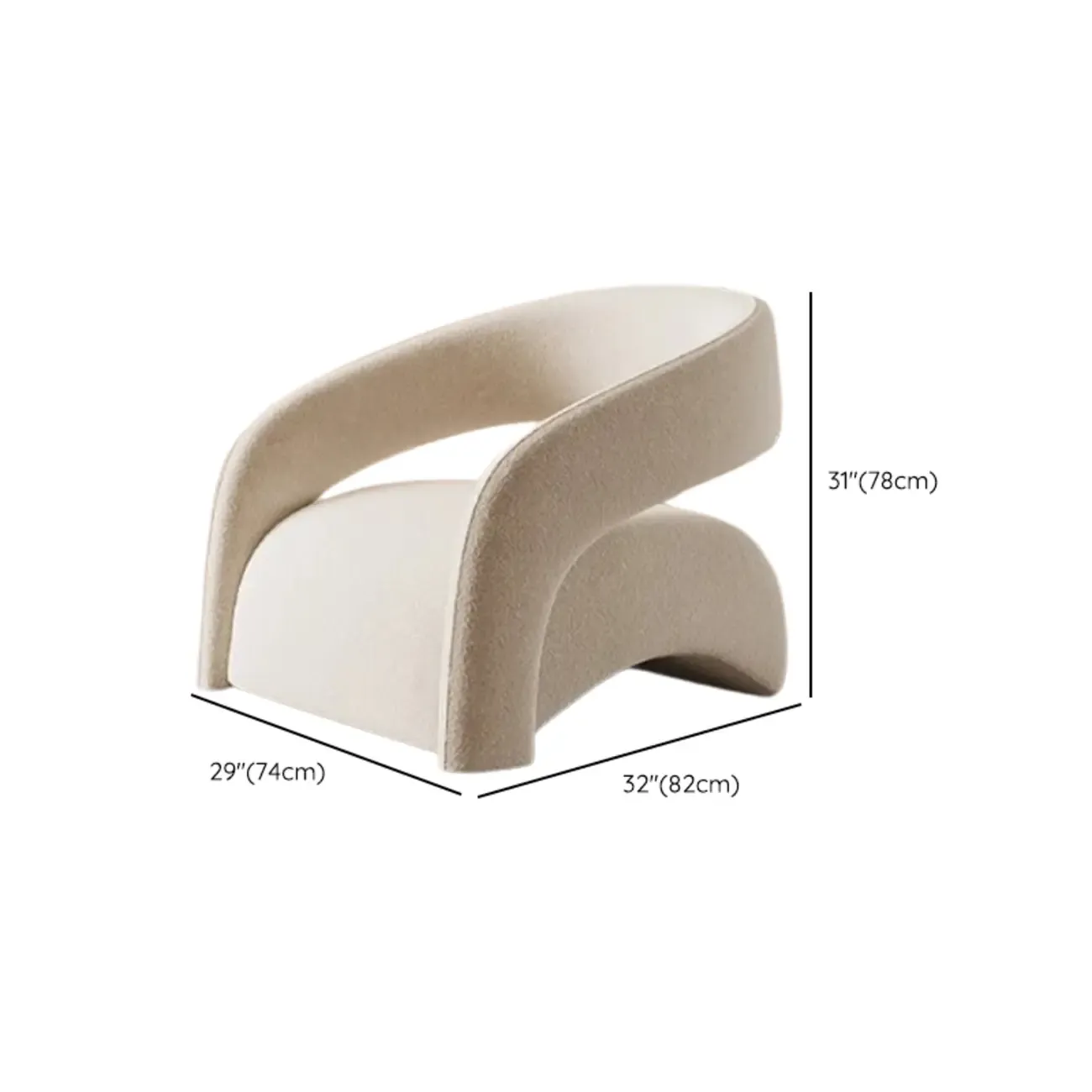 Modern Velvet/Sherpa Barrel Chair for Living Room Image - 15