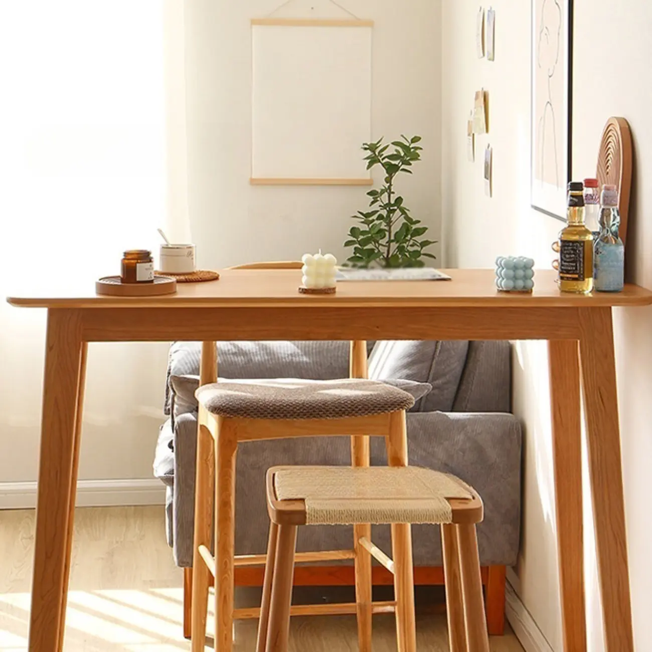 Rustic Soild Wood Dining Bar Table with Trestle Legs for Modern Home Image - 2 | homeyfad