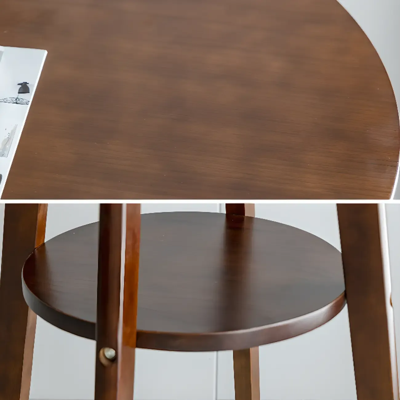 Modern Brown Round Wooden Espresso Bar Table for Dining Image - 7