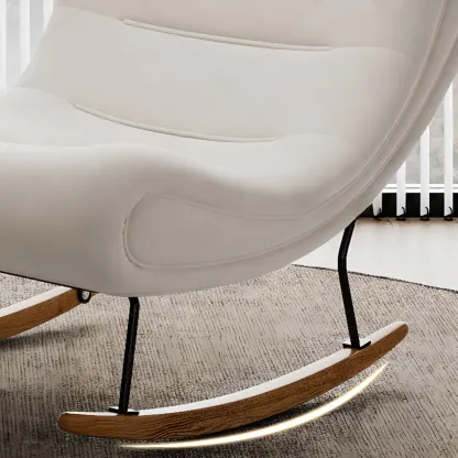 Ergonomic Wooden Upholstered Rocking Chair for Living Room Image - 12