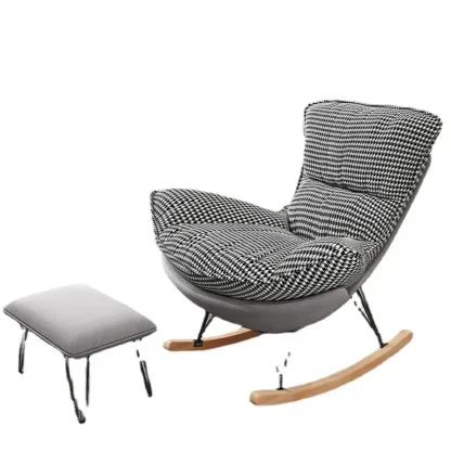 Flannel Upholstered Rocking Chair with Ottoman for Living Room Image - 8