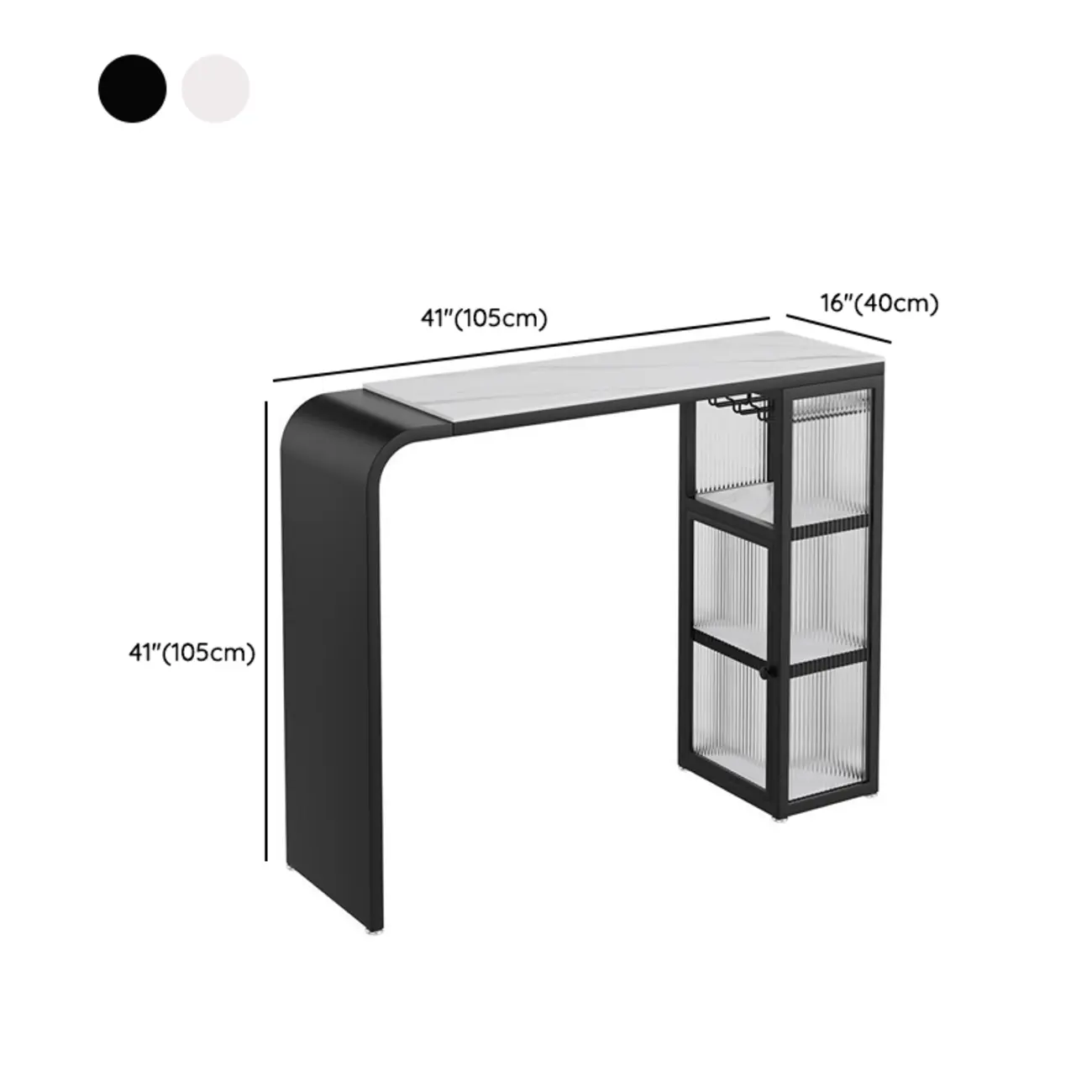 Nordic White Stone Sleek Bar Table with Glass Cabinet Image - 13 | homeyfad