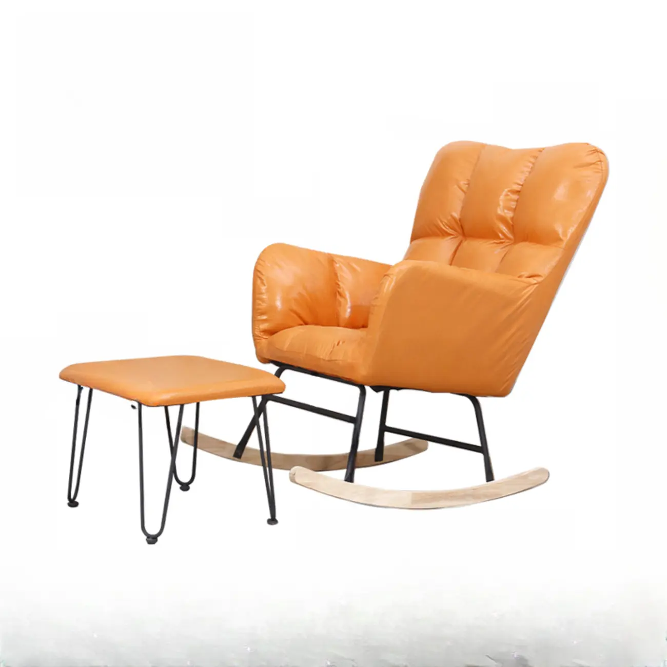 Tech Cloth Upholstered Wood Rocking Chair with Recessed Arm Image - 29 | homeyfad