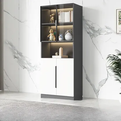 Nordic Wooden Display Cabinet with Open Shelves for Kitchen Image - 11