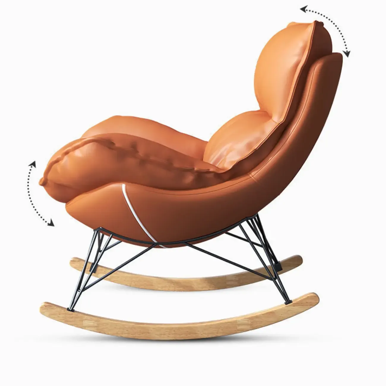 Flannel Upholstered Rocking Chair with Ottoman for Living Room Image - 9