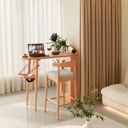 Modern 48-Inch Wooden Bar Table with Drawer Storage Image - 10