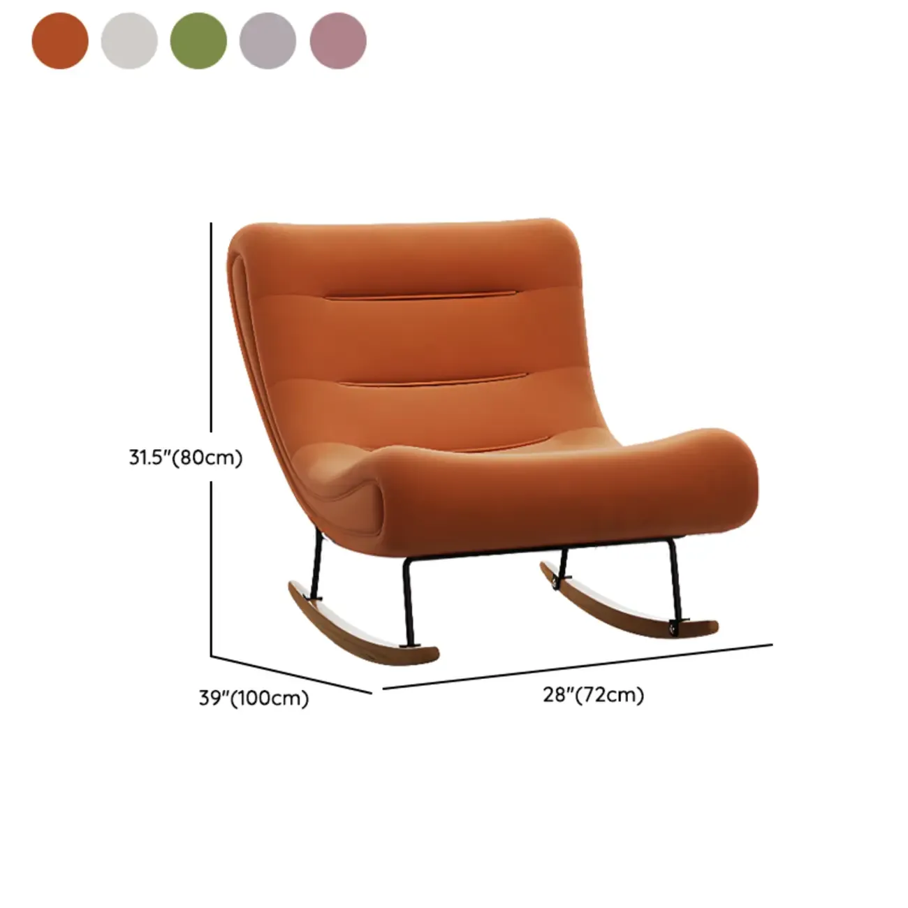 Ergonomic Wooden Upholstered Rocking Chair for Living Room #size
