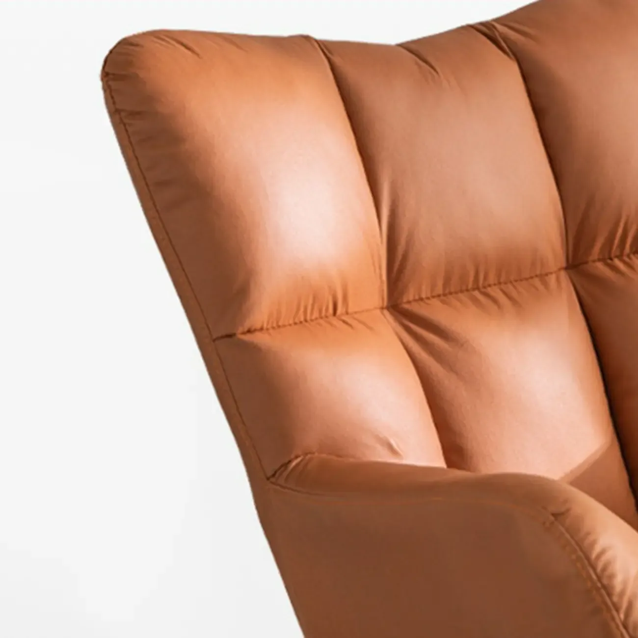 Modern Upholstered Ergonomic Rocking Chair with Round Arm Image - 10