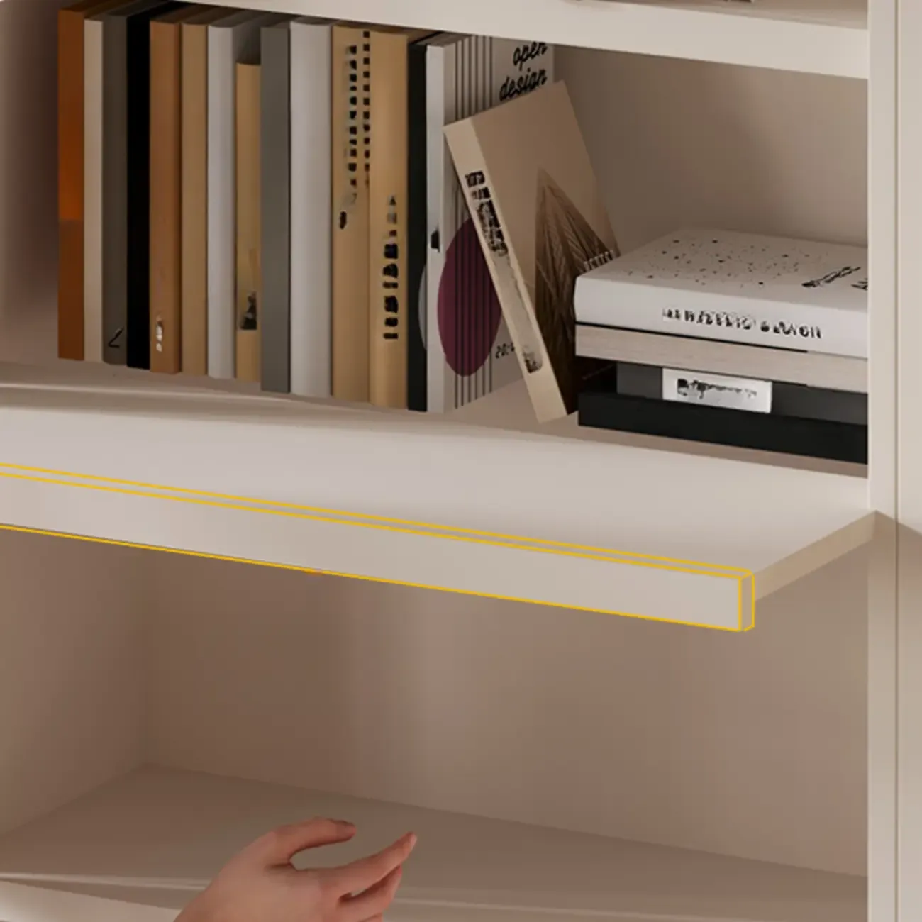 White Wooden Display Cabinet with Shelves for Living Room Image - 10