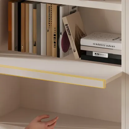 White Wooden Display Cabinet with Shelves for Living Room Image - 10