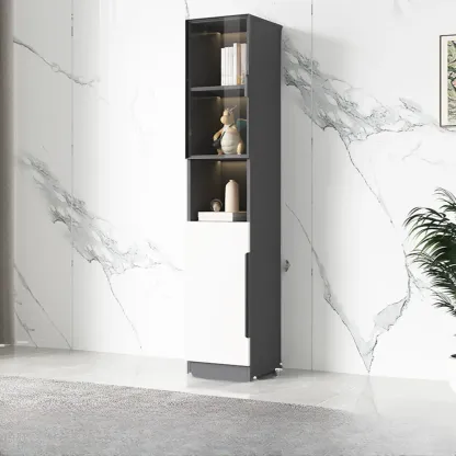 Nordic Wooden Display Cabinet with Open Shelves for Kitchen Image - 12