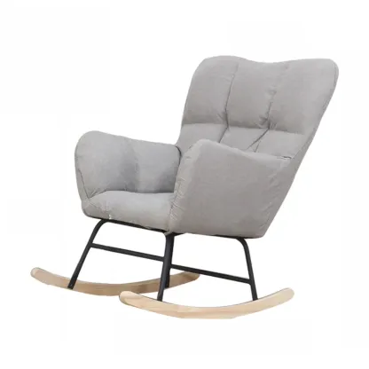Tech Cloth Upholstered Wood Rocking Chair with Recessed Arm Image - 31