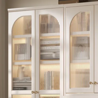 White Wooden Display Cabinet with Shelves for Living Room Image - 11