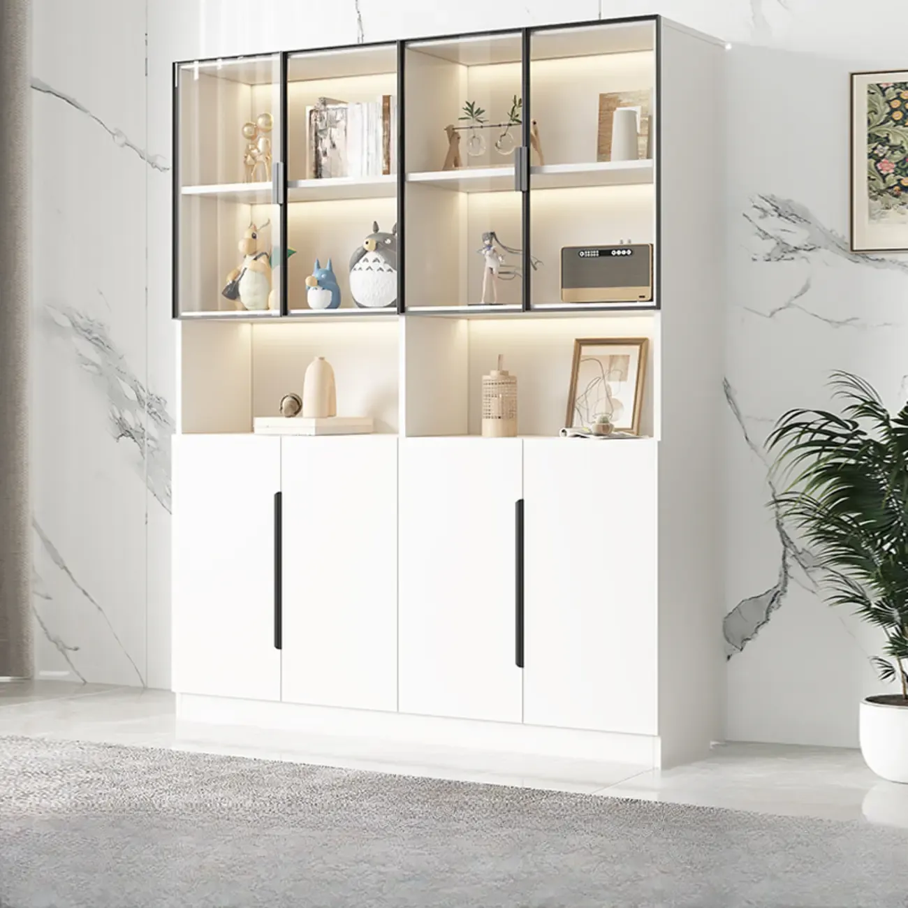 Nordic Wooden Display Cabinet with Open Shelves for Kitchen Image - 13