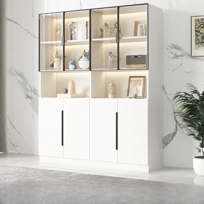 Nordic Wooden Display Cabinet with Open Shelves for Kitchen Image - 13