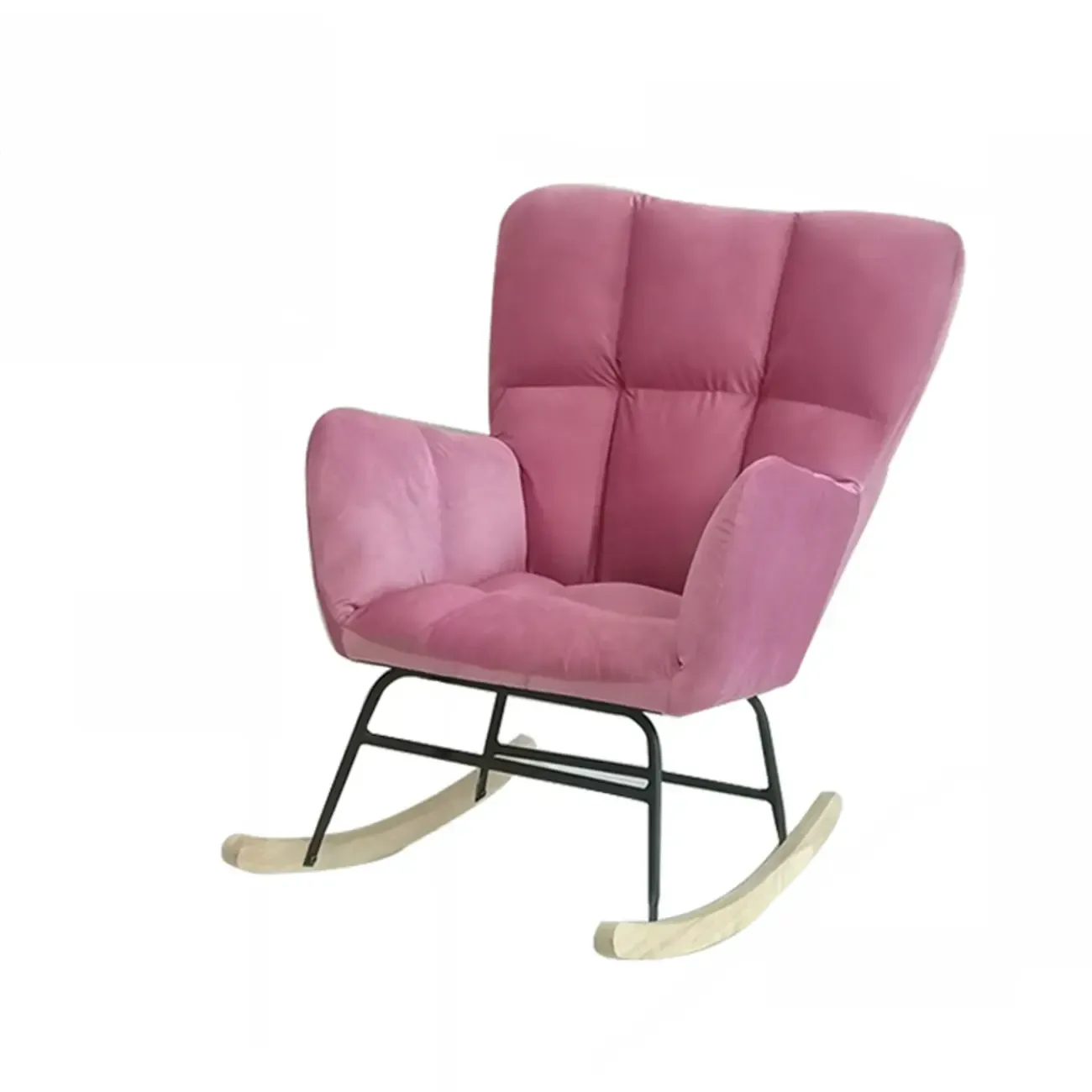 Tech Cloth Upholstered Wood Rocking Chair with Recessed Arm Image - 32