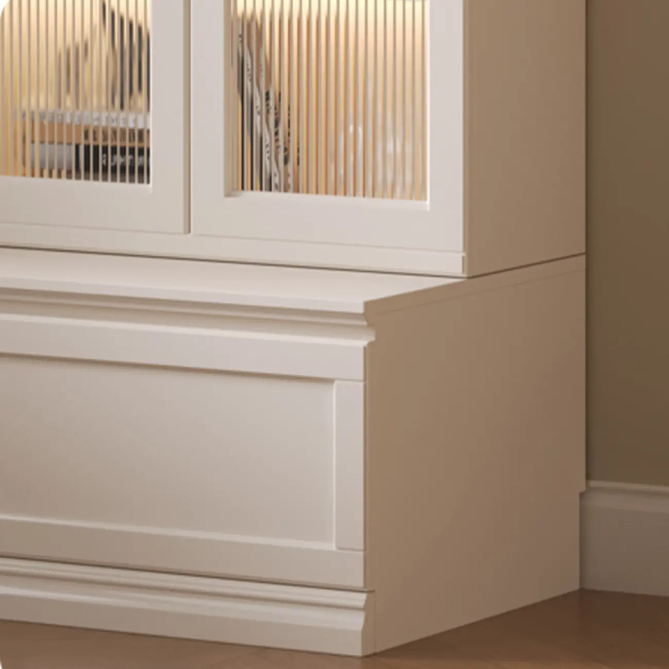 White Wooden Display Cabinet with Shelves for Living Room Image - 12 | homeyfad