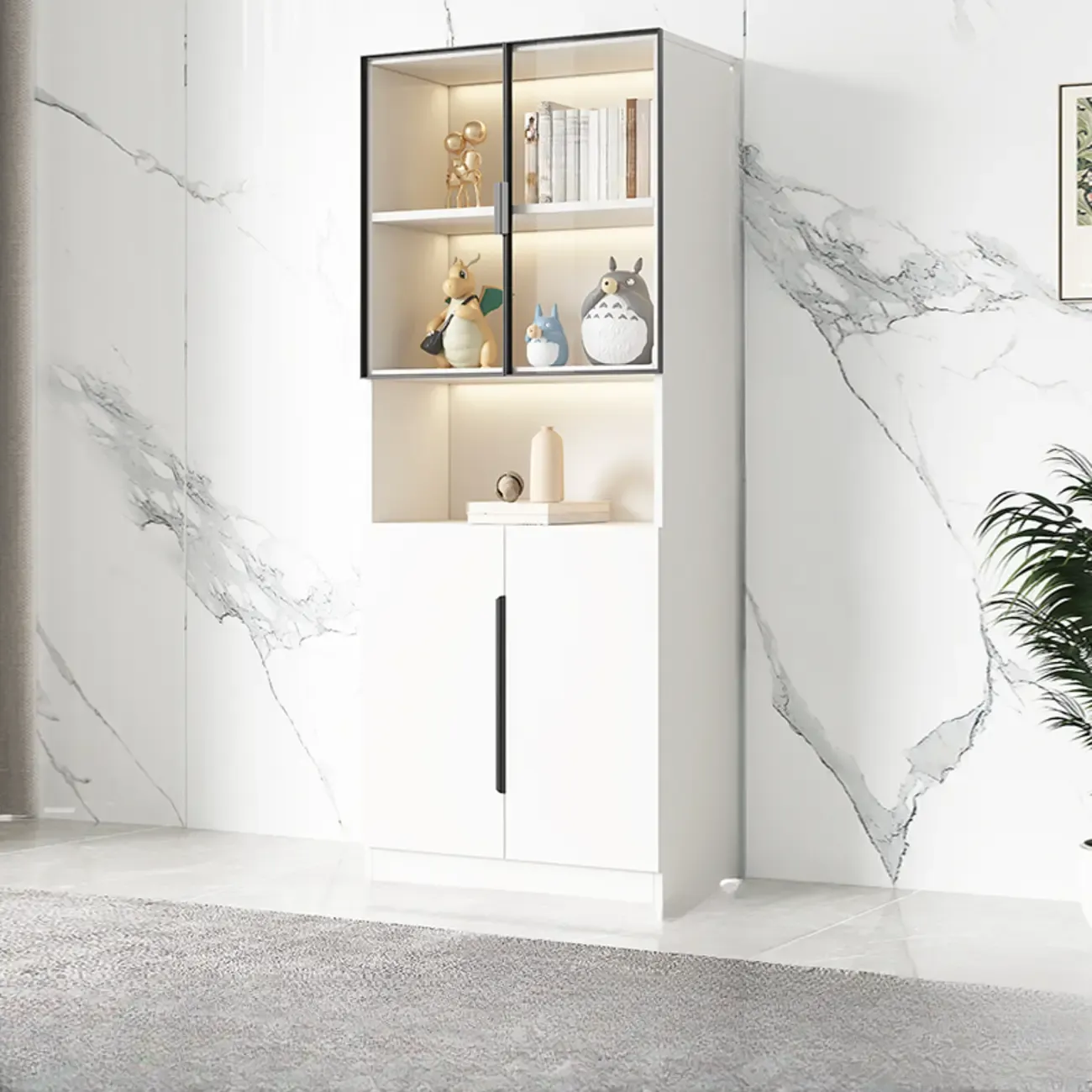 Nordic Wooden Display Cabinet with Open Shelves for Kitchen Image - 14