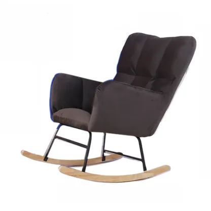 Tech Cloth Upholstered Wood Rocking Chair with Recessed Arm Image - 33