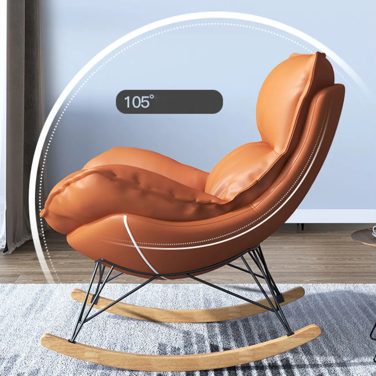 Flannel Upholstered Rocking Chair with Ottoman for Living Room Image - 12 | homeyfad