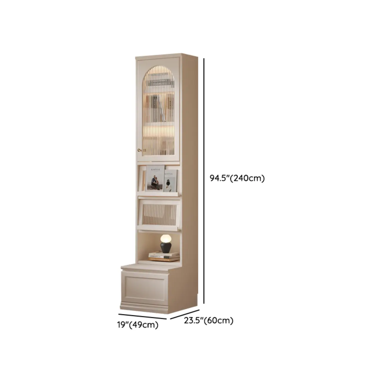 Elegant White Wooden Display Cabinet with Layer Shelves #size