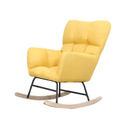 Tech Cloth Upholstered Wood Rocking Chair with Recessed Arm Image - 34