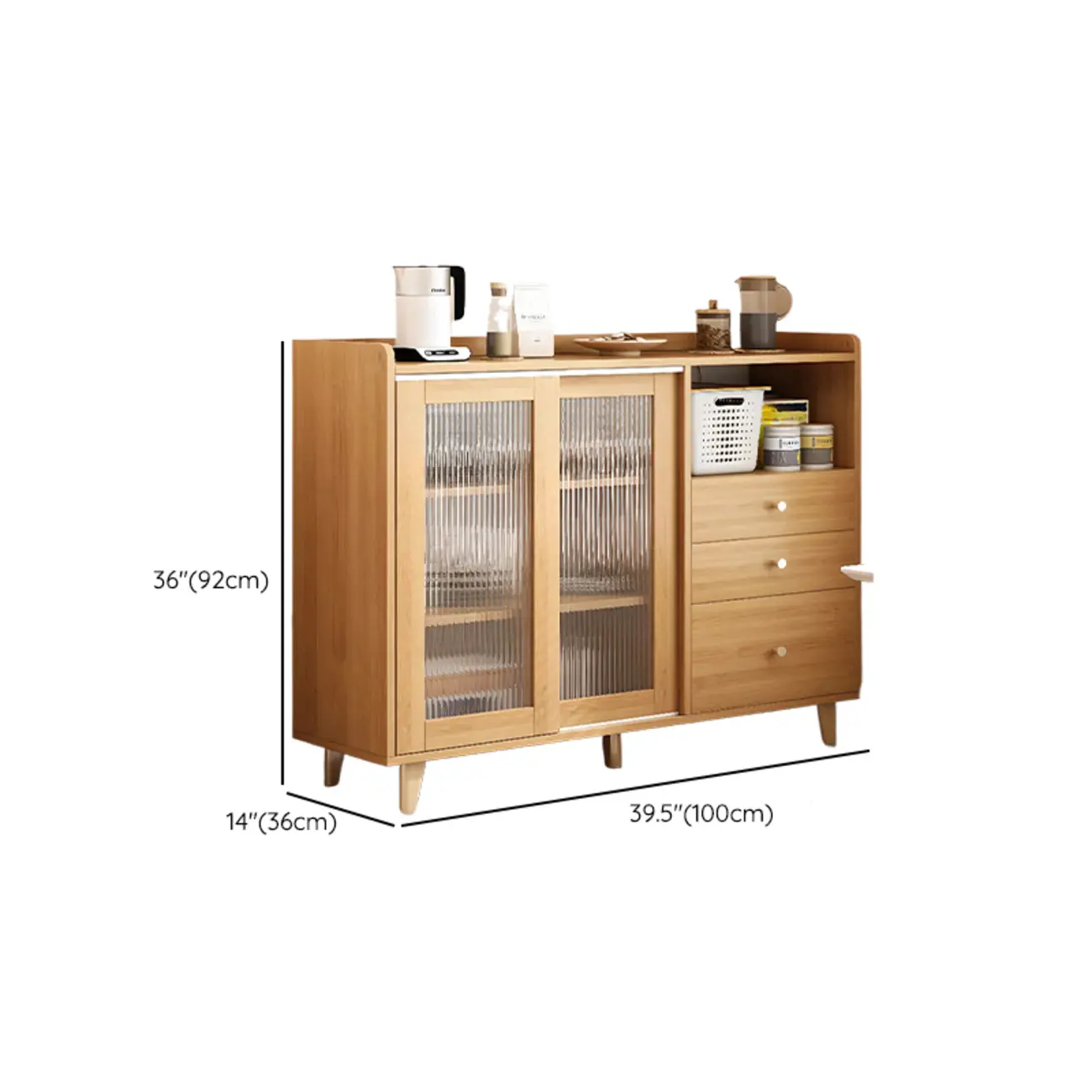 Modern Wooden Rectangle Accent Cabinet with Sliding Doors Image - 13 | homeyfad