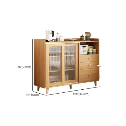 Modern Wooden Rectangle Accent Cabinet with Sliding Doors Image - 13