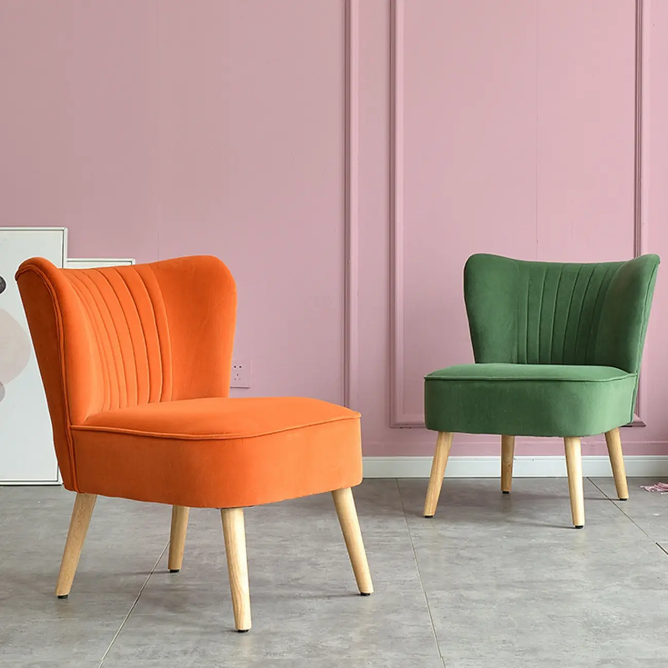 Scandinavian Flannel Upholstery Side Chair Image - 2 | homeyfad
