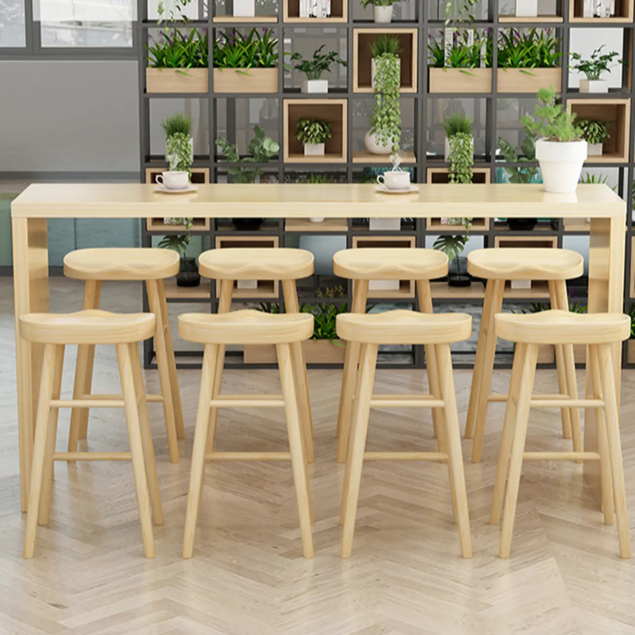 Simplistic Wooden Narrow Bar Table with 3-Pieces for Café and Home Image - 3 | homeyfad