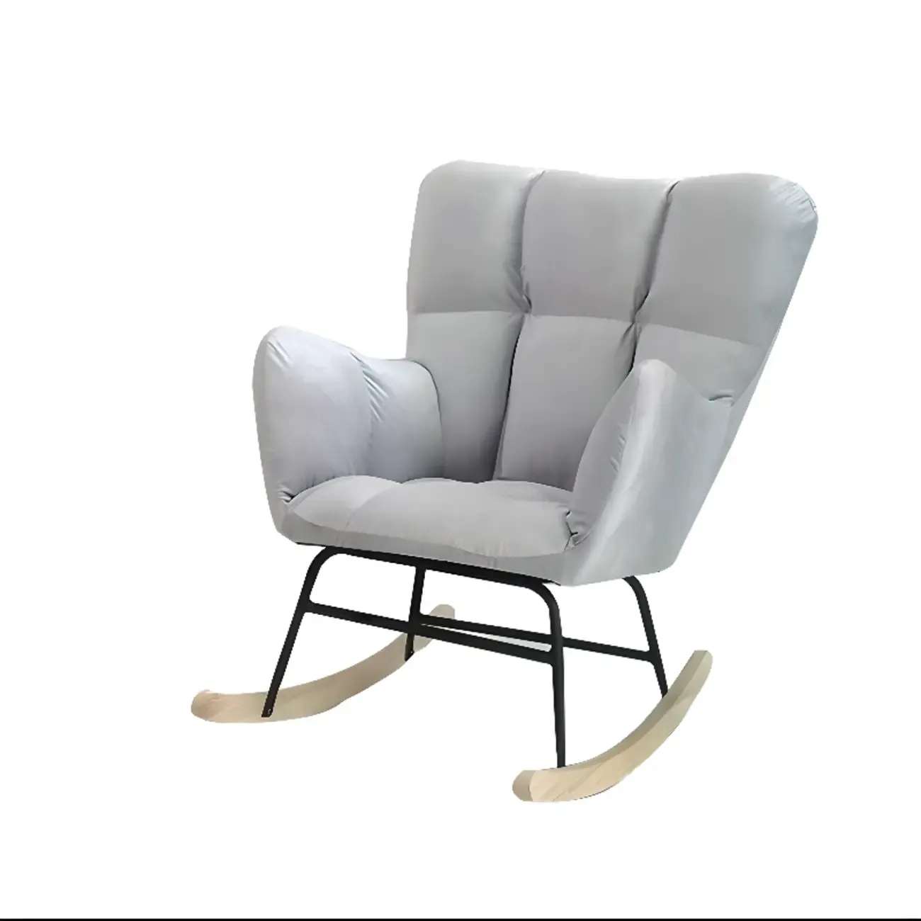 Tech Cloth Upholstered Wood Rocking Chair with Recessed Arm Image - 35