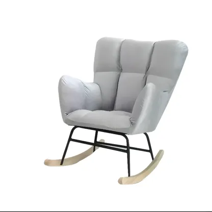 Tech Cloth Upholstered Wood Rocking Chair with Recessed Arm Image - 35