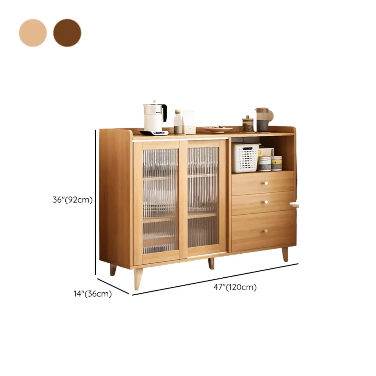 Modern Wooden Rectangle Accent Cabinet with Sliding Doors Image - 14