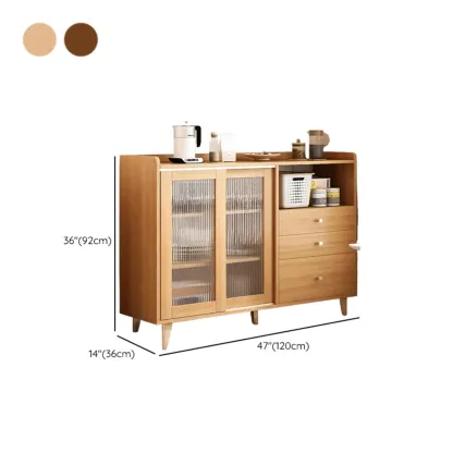 Modern Wooden Rectangle Accent Cabinet with Sliding Doors Image - 14