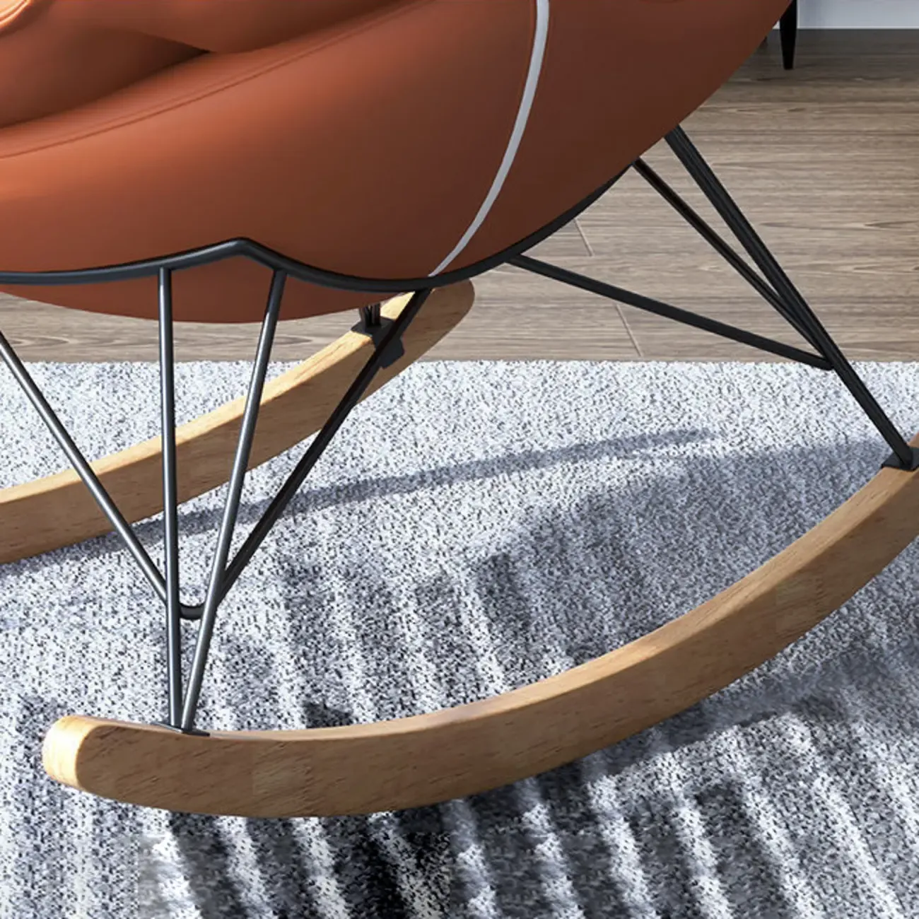 Flannel Upholstered Rocking Chair with Ottoman for Living Room Image - 14