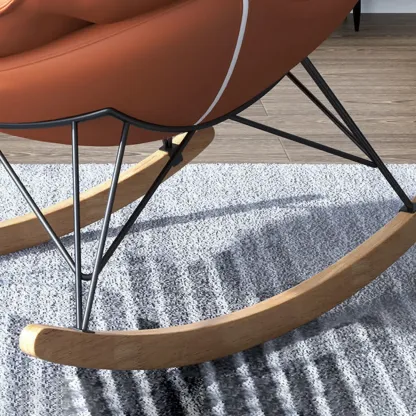 Flannel Upholstered Rocking Chair with Ottoman for Living Room Image - 14