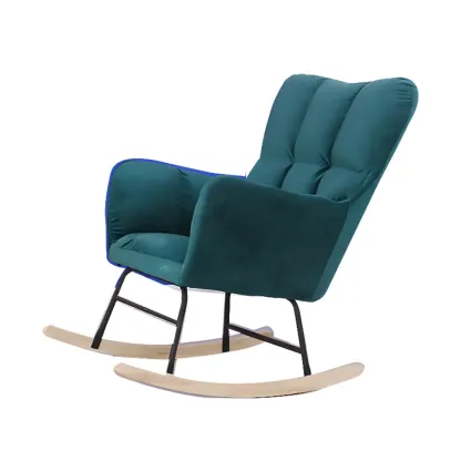 Tech Cloth Upholstered Wood Rocking Chair with Recessed Arm Image - 36