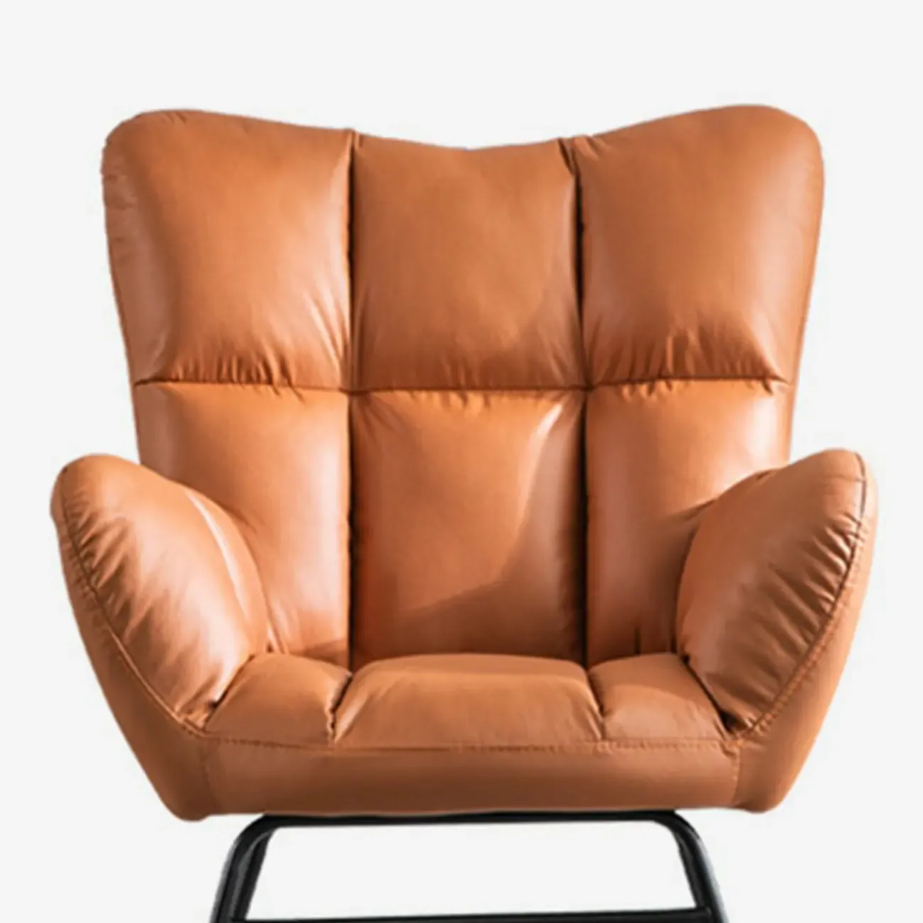 Modern Upholstered Ergonomic Rocking Chair with Round Arm Image - 16