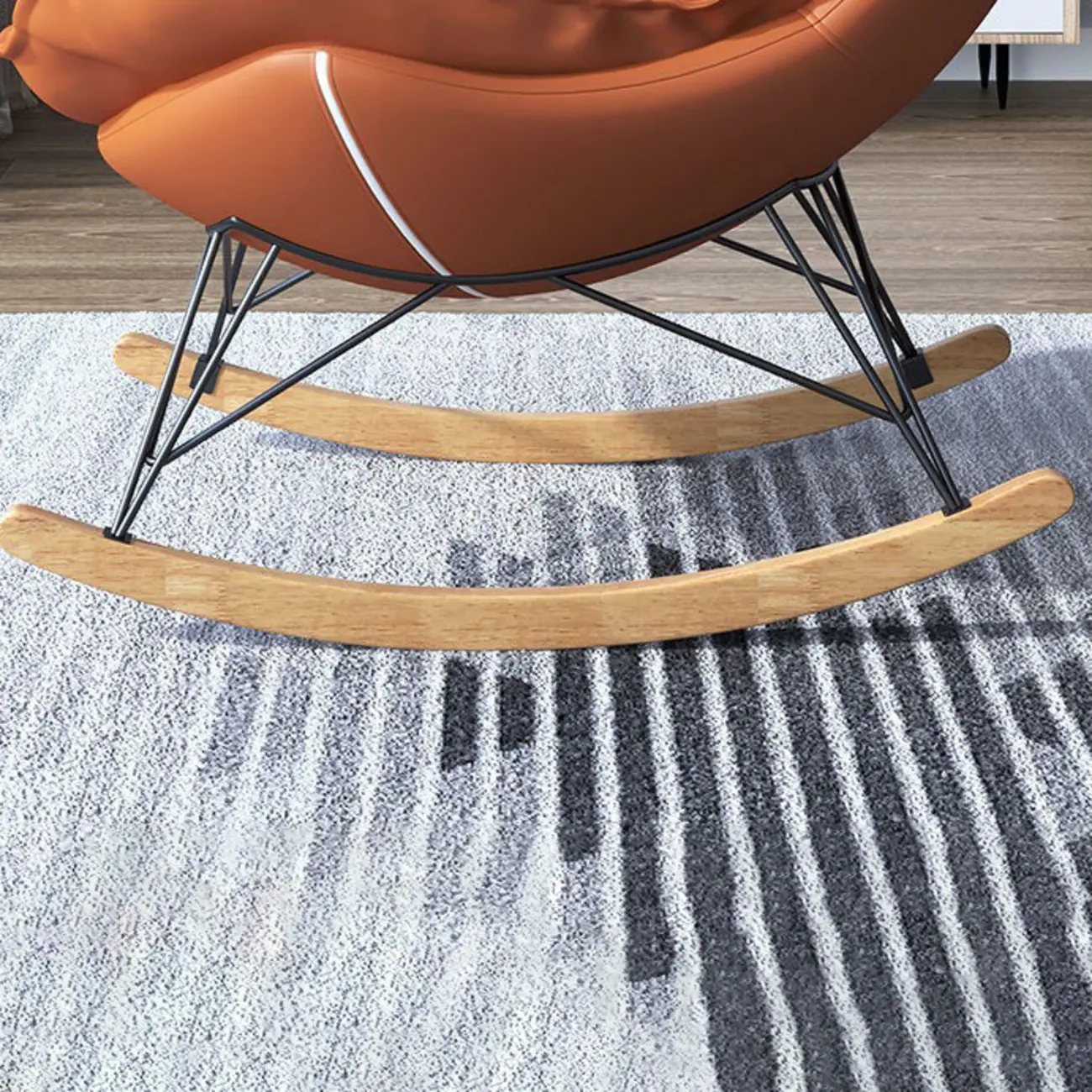 Flannel Upholstered Rocking Chair with Ottoman for Living Room Image - 16 | homeyfad